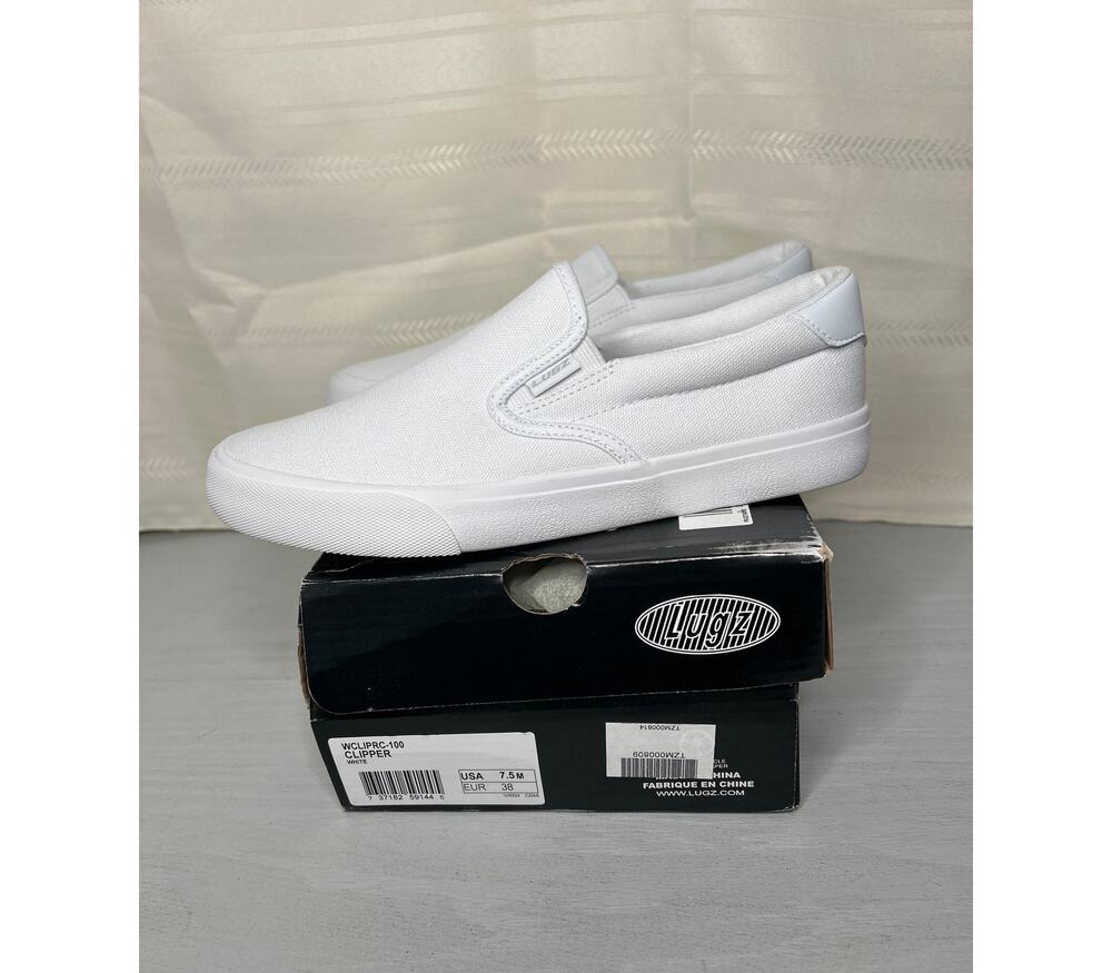 Lugz Clipper Womens Slip-On Canvas Sneakers White Size 7.5M